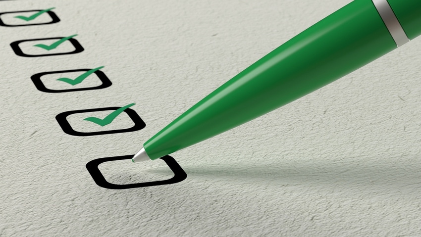 Checklist with green pen