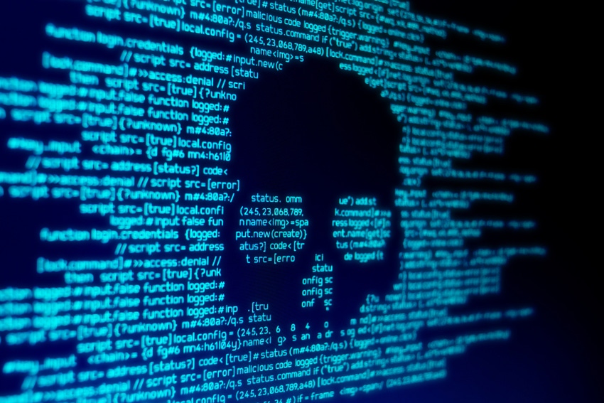 Skull with code background