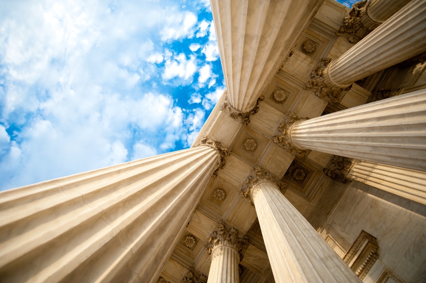 Supreme Court Columns with Clouds