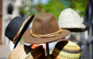 Close up of different hats