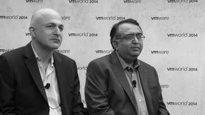 VMware CTO Ben Fathi left and SoftwareDefined Data Center Division EVP Raghu Rahuram right during a press conference at VMworld 2014