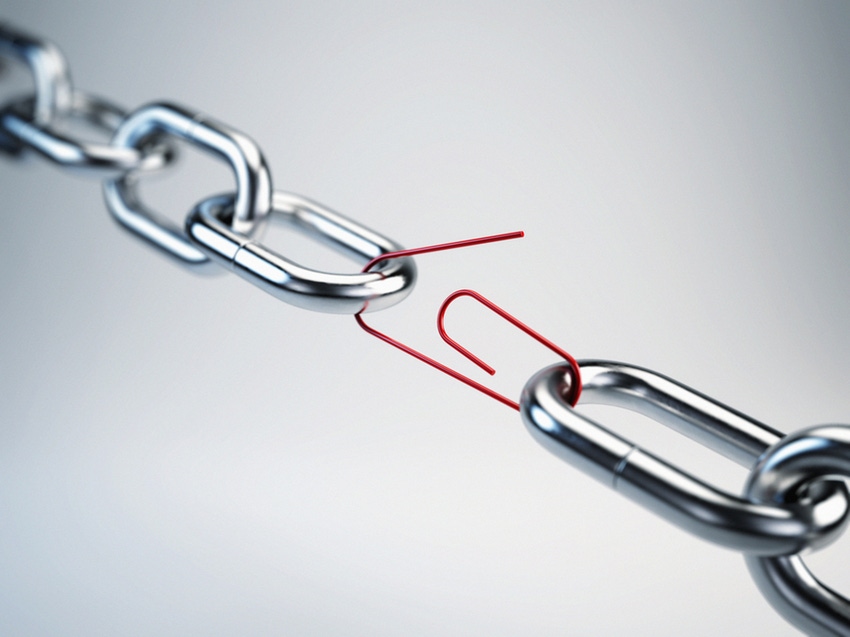 Chain, supply chain with a weak link