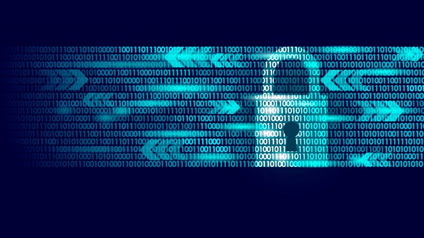 Image of a lock on digital background.