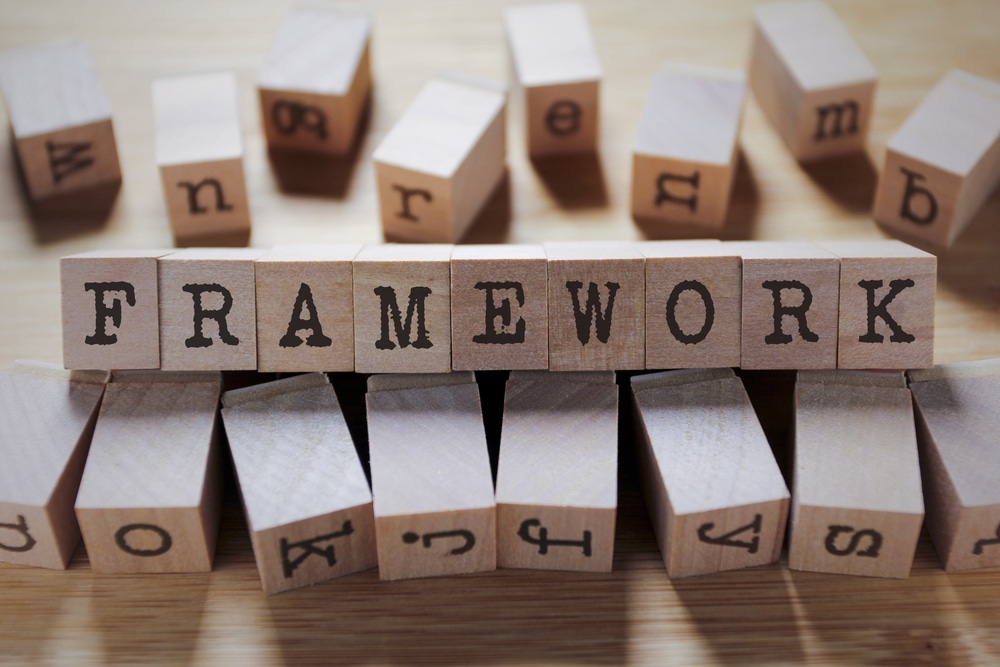 Framework spelled out in blocks