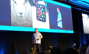 Autotask CEO Mark Cattini talks about the Apple Watch and sheep during his keynote address at Autotask Community Live