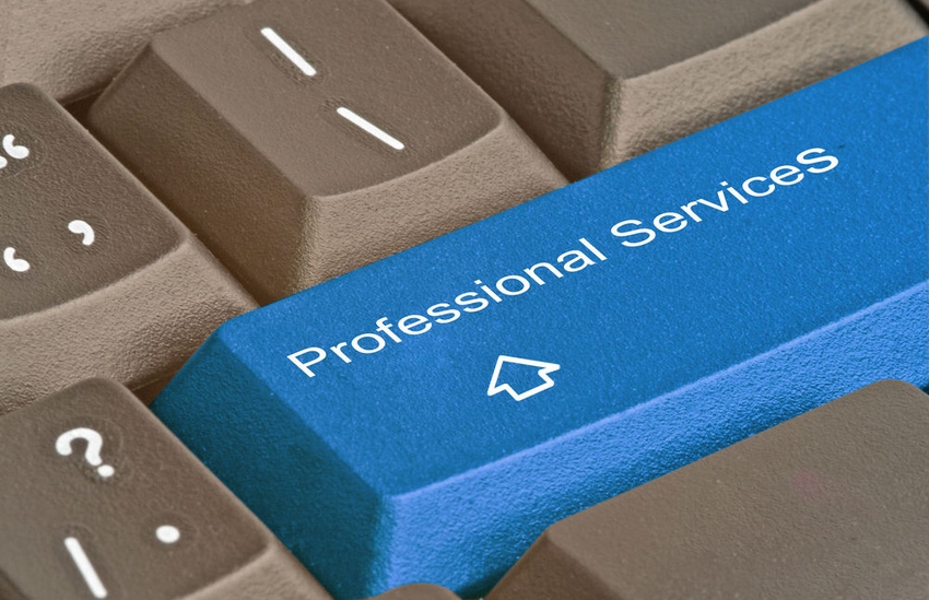 Professional services key on keyboard