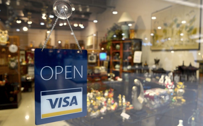 Store with Open Sign Visa Sign