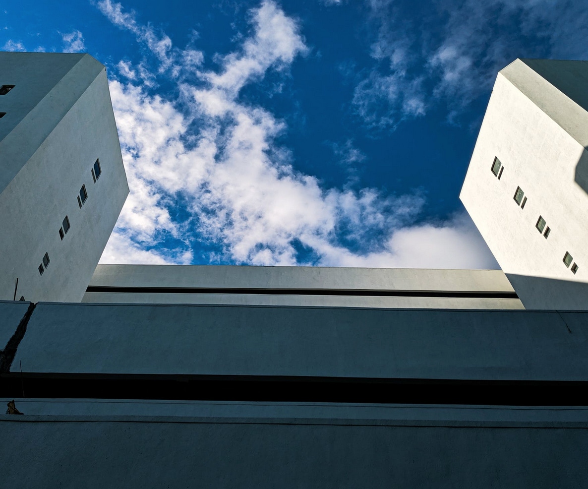 Buildings with clouds in background