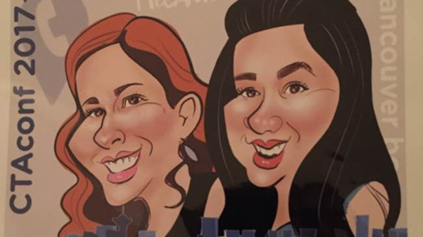 Caricatures can be a fun giveaway that encourage people to stay at your booth.
