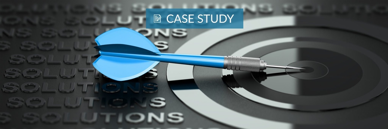 Case Study graphic with blue dart pointing to target.