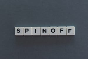 Spinoff spelled out in blocks