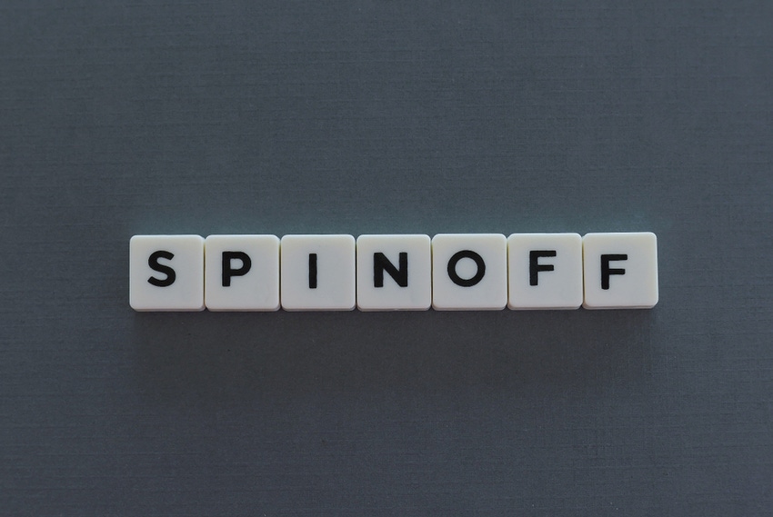 Spinoff spelled out in blocks