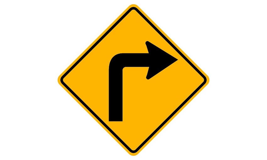 Right turn road sign