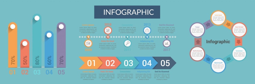Infographic icon highlighting data via colorful images