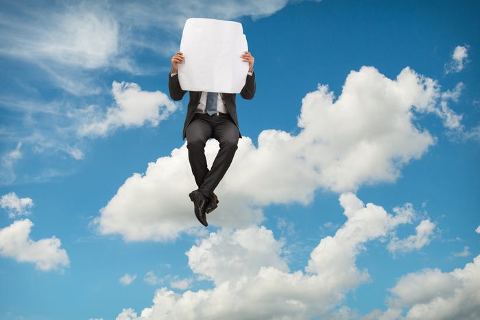 Businessman reading cloud computing news, cloud services Businessman reading cloud computing news, cloud services