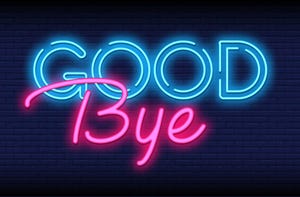 Neon goodbye sign Sohpos sales exec