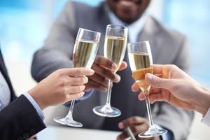 Business Celebration with Champagne Toast