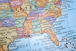 Southeast US map