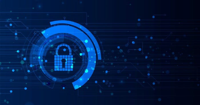 Cybersecurity image on blue background