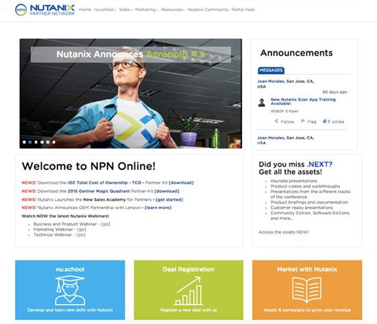 A sample screen from the Nutanix partner portal.
