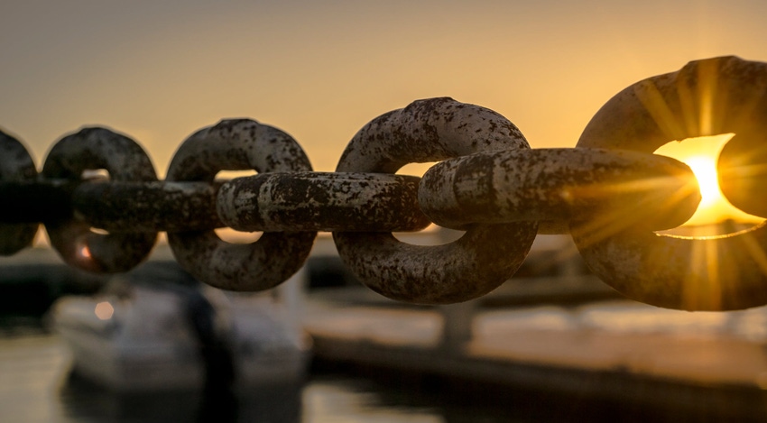 Chain with sun streaming through