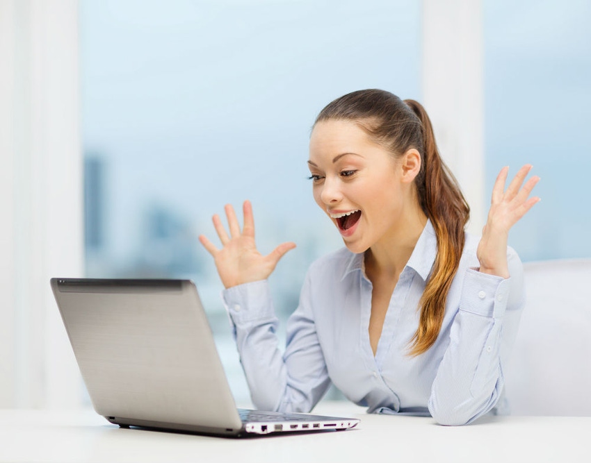 Woman Surprised at Computer
