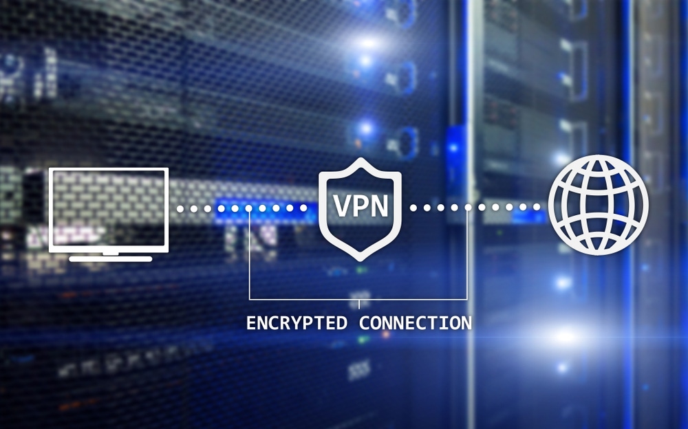VPN shield on a digital background