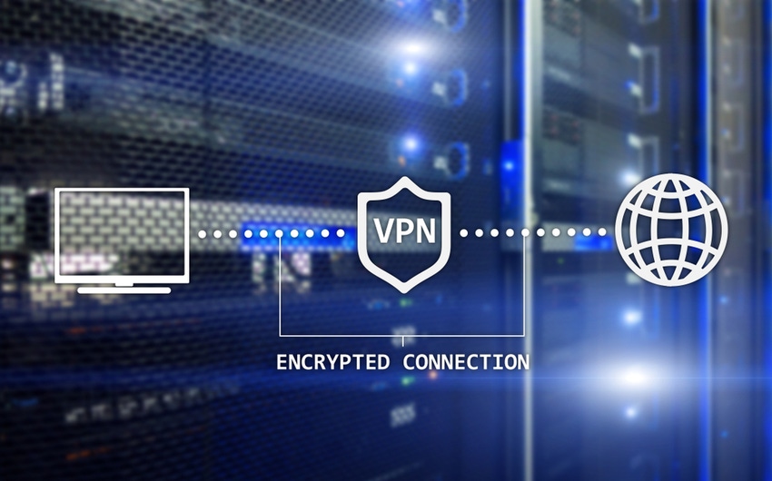 VPN shield on a digital background
