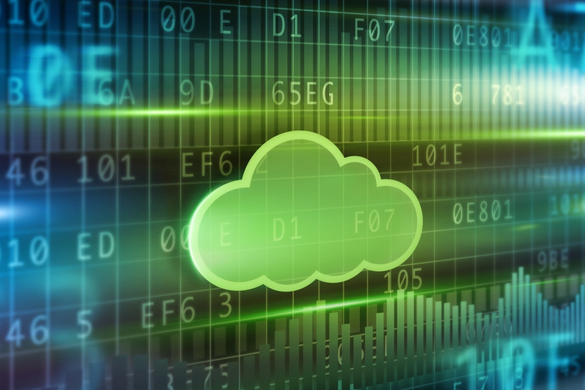 A green cloud with data background