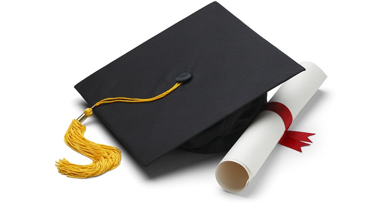 Graduation cap and diploma