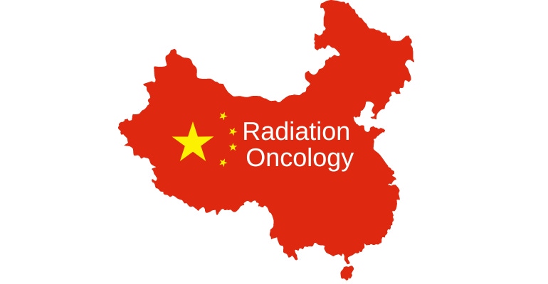 Illustration of a map of China and the text "Radiation Oncology" across it.