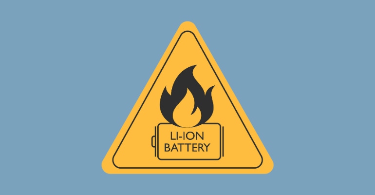 lithium battery flammable caution sign 