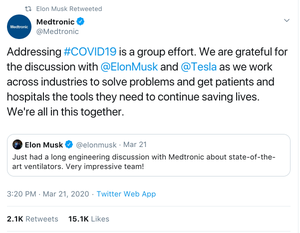 Elon Musk Talks Ventilators with Medtronic