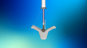 Photo of Abbott's TriClip device, designed to repair leaky tricuspid valves in a transcatheter procedure, without the need for open heart surgery.