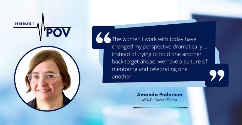 Pedersen POV commentary graphic about women in the workforce empowering one another and celebrating one another's wins.