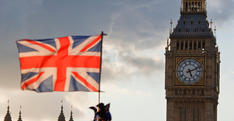 UK, London, Big Ben and British flag