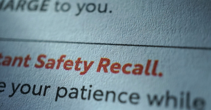 safety recall typed on a page