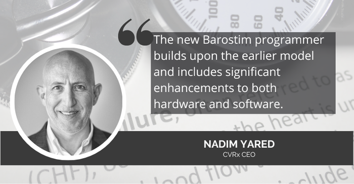 Quote graphic with a quote from CVRx CEO Nadim Yared about the company's new Barostim Programmer.