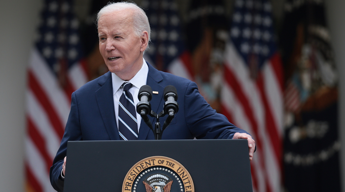 President Joe Biden speaks from the Rose Garden of the White House on May 14, 2024 about new tariffs on Chinese goods