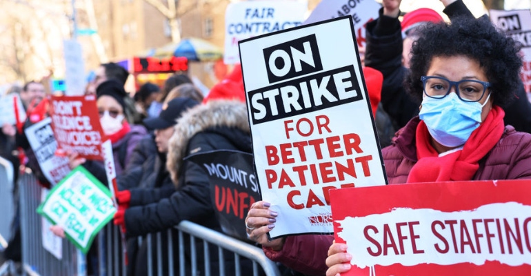 More than 7,000 nurses at two major hospitals in New York City went on strike Jan. 9