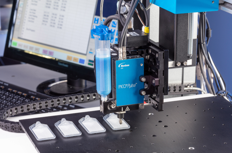 Fluid Dispensing for Assembly of Medical and Life Sciences Devices