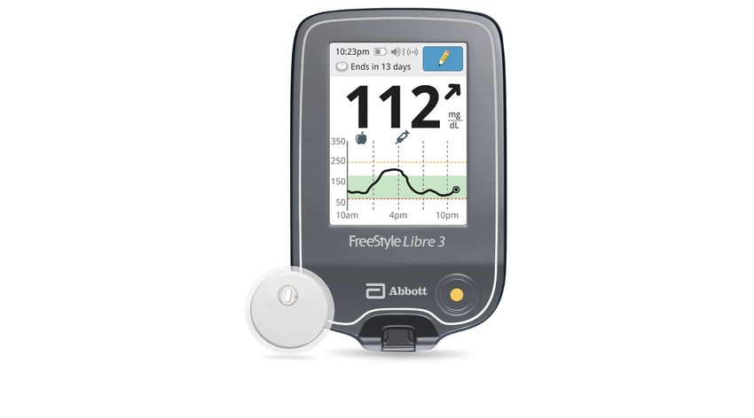 Abbott's FreeStyle Libre 3 continuous glucose monitoring sensor and reader.