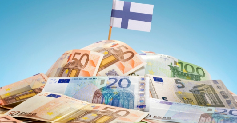 Flag of finland on top of a pile of Euros.png