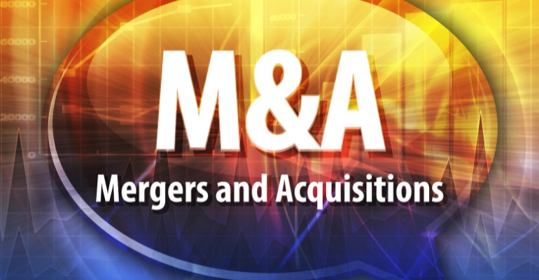 word speech bubble illustration of business acronym term M&A Mergers and Acquisitions
