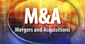word speech bubble illustration of business acronym term M&A Mergers and Acquisitions