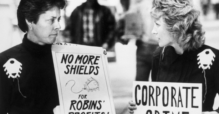 Women protesting Dalkon Shield birth control device, an issue that led to better medical device regulation in the United States