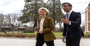 Prime Minister Rishi Sunak walking with European Commission President Ursula von der Leyen