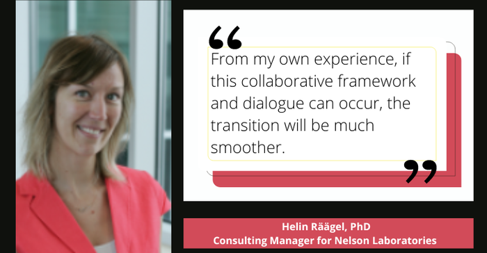 Quote graphic featuring picture of Helin Räägel, PhD, consulting manager for Nelson Laboratories, and a quote about the EU MDR (Medical Device Regulation)