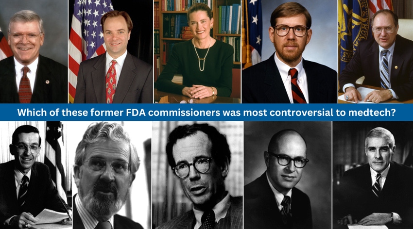 Headshots of former FDA commissioners from December 1969 through July 2005