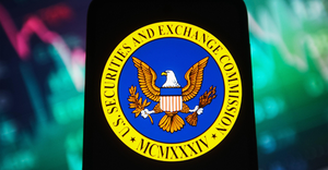 In this photo illustration, the U.S. Securities and Exchange Commission (SEC) seal is seen on a smartphone screen.